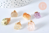 Pendentif nuggets pierres naturelles support doré 18K - 20.5-27mm, pendentif bijoux pierre naturelle, x1 (G7108)
