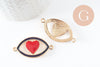 Pendentif oeil coeur doré émaillé, pendentif doré, porte-bonheur,mauvais oeil,laiton doré,4.5cm x1 (G1965)