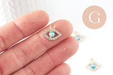 Pendentif œil doré cristal zircon,pendentif doré,porte-bonheur, métal doré, Pendentif etoile,17mm, x2 (G2979)