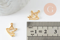 Pendentif oiseau colombe évidé acier 304 inoxydable doré 14mm, x1 (G9578)