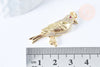 Pendentif oiseau laiton doré 16k cristal 36mm x1 (G6675)