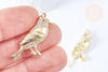 Pendentif oiseau laiton doré 16k cristal 36mm x1 (G6675)