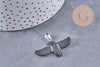 Pendentif oiseau pierre fer platine 40mm, x1 (G9834)