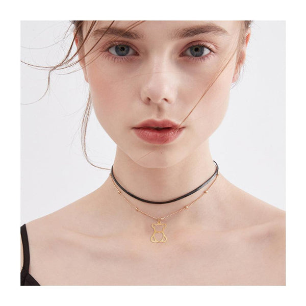 Pendentif ourson cœur acier 201 inoxydable doré 18mm, x1 (G5735)