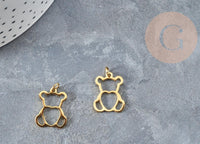 Pendentif ourson cœur acier 201 inoxydable doré 18mm, x1 (G5735)