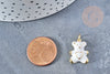 Pendentif ourson laiton doré 16K résine blanche 18mm, pendentif laiton , bijou d'enfance,x1 G8555