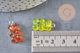 Pendentif ourson résine colorée platine 21mm, x10 (G4987)