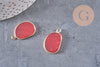 Pendentif oval jade naturel rouge 25mm, x1 (G4101)