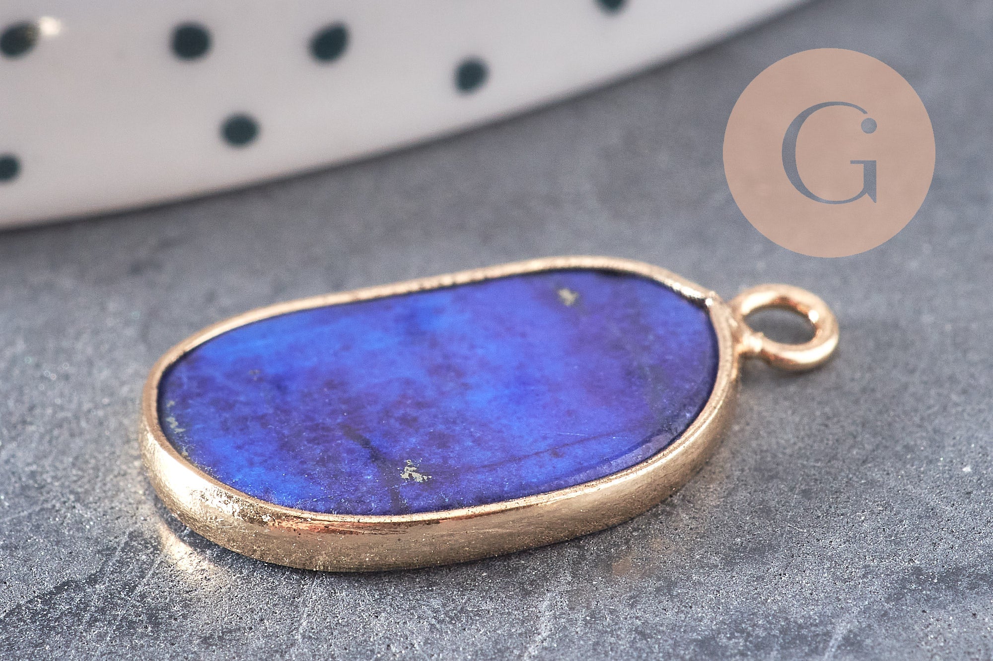Pendentif oval lapis lazulis, Pendentif bijou pierre naturelle, pendentif pierre naturelle,lapis lazulis naturel,25mm, x1 (G3788)
