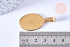 Pendentif ovale acier doré inoxydable 304 à graver 31mm, x1 (G6880)