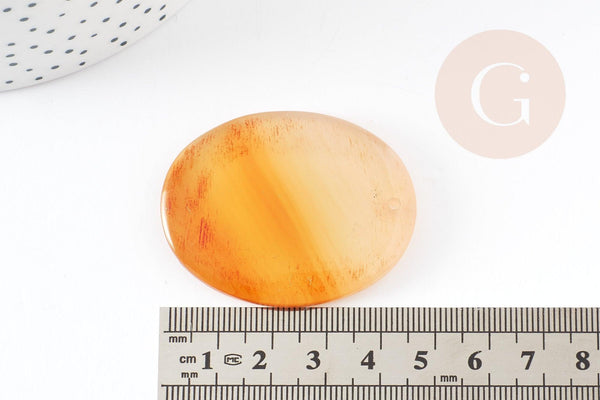 Pendentif ovale agate jaune, fournitures créatives, agate naturelle, agate jaune,création bijoux, pierre naturelle,53mm, x1, G5230