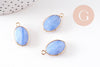 Pendentif ovale agate naturelle bleue laiton doré 23mm, x1 (G11004)