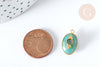 Pendentif ovale amulette amazonite naturelle argent 925 doré 18K 30mm, pendentif pierre naturelle, x1, G7717