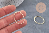 Oval hollowed-out textured gold zamak pendant 30mm, x2 (G11259)