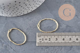 Oval hollowed-out textured gold zamak pendant 30mm, x2 (G11259)