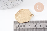 Pendentif ovale martelé acier 304 inoxydable doré 32.5mm, x1 (G10100)