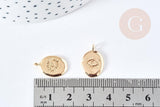 Pendentif ovale mauvais œil laiton doré 18K 17mm, pendentif laiton doré chance, x1 G8867