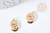 Pendentif ovale mauvais œil laiton doré 18K 17mm, pendentif laiton doré chance, x1 G8867