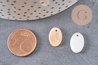 Pendentif ovale nacre blanche naturelle,perle ovale,nacre naturelle,coquillage blanc,création bijoux,15mm, X10 (G0390)