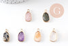 Oval pendant with natural stone initial, 20mm, x1 (G10945)