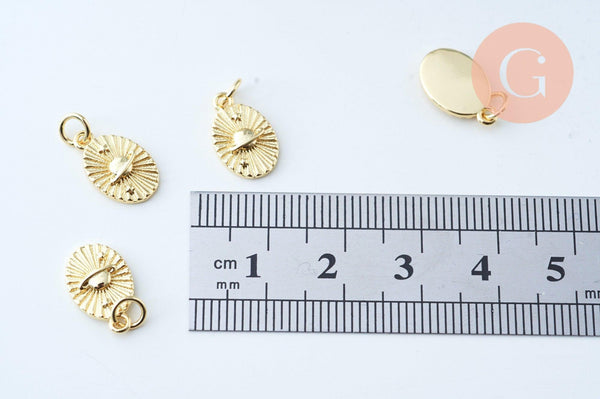 Pendentif ovale planète laiton doré 18K 13mm,sans nickel,pendentif constellation, x1 (G6000)