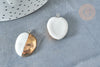 Pendentif ovale porcelaine blanc doré laiton plastine mm, pendentif pour fabrication bijoux, x1 (G8039)