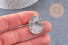 Pendentif ovale quartz gris naturel fer doré 28mm, pendentif pierre naturelle x1 (G1799)
