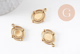 Pendentif ovale support cabochon 8x6mm acier 304 inoxydable doré, x1 (G9938)