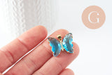 Pendentif papillon rectangle cristal laiton doré 26.5mm, x1 (G5993)
