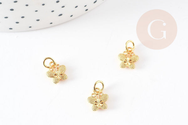 Pendentif papillon zamac doré,fournitures créatives, sans nickel,creation bijoux,perle géométrique,9.5mm, x5 G5455
