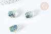 Pendentif perle fleur de lotus cristal gris laiton doré 14mm, x5 (G8147)
