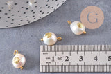 Pendentif perle naturelle Keshi coquillage doré 13-16mm,porte bonheur,perle eau douce,perle naturelle blanche, x1 G6131