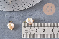 Pendentif perle naturelle Keshi étoile de mer doré 13-16mm,porte bonheur,perle eau douce,perle naturelle blanche, x1 (G6231)
