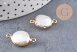 Pendentif perle naturelle Keshi fer doré 20mm, x1 (G1110)