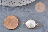 Pendentif perle naturelle Keshi fer doré 20mm, x1 (G1110)