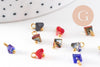 Pendentif perle triangle doré carats cristal multicolore transparent 8mm,pendentif cristal, pendentif doré cristal, x10 (G6247)