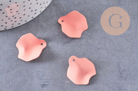 Pendentif pétale feuille fer rose corail 26,5mm,Perle pétale fleur, x1 (G7083)