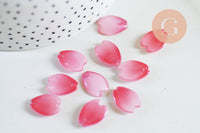 Pendentif pétale verre corail clair 16mm, perles verre tchèque, perle végétal, x10 (G7086)