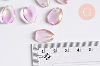 Pendentif pétale verre prune 16mm, perles verre tchèque, perle végétal, x10 (G7082)