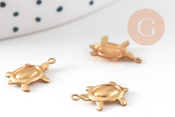 Pendentif petite tortue laiton brut, sans nickel, pendentif tortue, apprêt laiton,1.3mm, x1 G1916