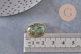Pendentif pierre naturelle acier 304 inoxydable doré/platine 22mm, x1 (G10982)