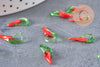 Pendentif piment rouge,perle verre tchèque,piment verre,pendentif verre,verre artisanal,pendentif chance,25mm, x 10 G1942