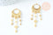 Pendentif pluie lunes et étoiles acier 304 inoxydable doré 55mm, x1 (G6345)