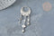 Pendentif pluie lunes et étoiles acier inoxydable 201 argenté 55mm, x1 (G7389)
