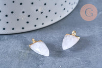 Pendentif pointe cristal de roche facettée fer doré 21mm, pendentif bijou pierre naturelle, x1 G7410