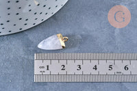 Pendentif pointe cristal de roche facettée fer doré 21mm, pendentif bijou pierre naturelle, x1 G7410
