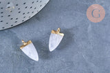 Pendentif pointe cristal de roche facettée fer doré 21mm, pendentif bijou pierre naturelle, x1 G7410