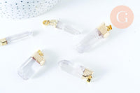 Pendentif pointe cristal de roche transparent doré 42-60mm, x1 (G6229)