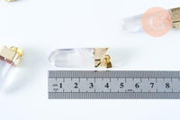 Pendentif pointe cristal de roche transparent doré 42-60mm, x1 (G6229)