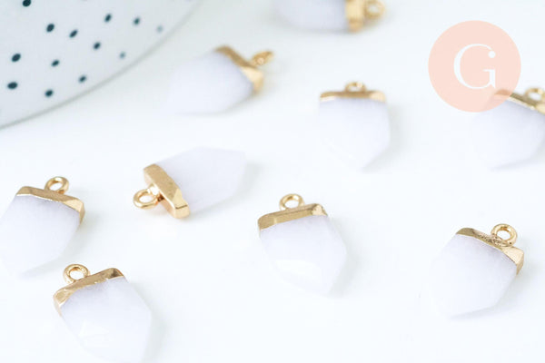 Pendentif pointe jade blanc, pendentif , bijou pierre,pendentif pierre, jade naturel, pendentif pierre naturelle,19mm, x1 G5713